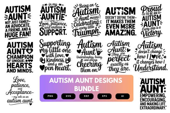 Autism Aunt SVG Bundle: Graphics for Crafts and Content