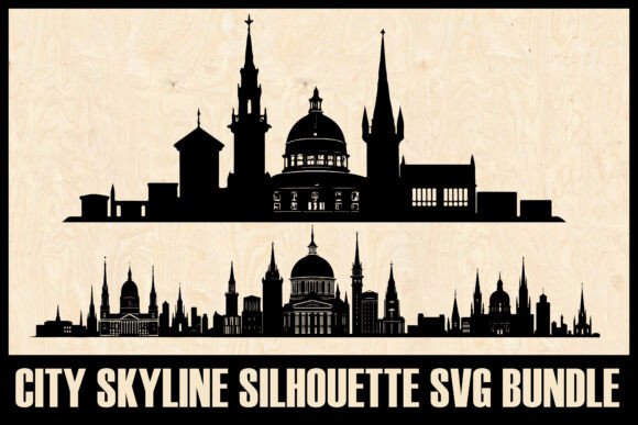 City Skyline Silhouettes Set for Graphics & Crafts