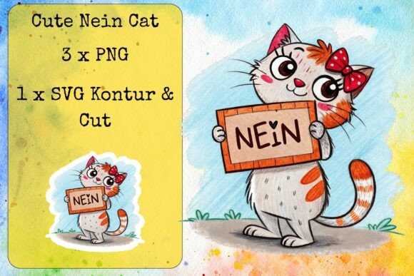 Cute Nein Cat 3 Graphics & Crafts