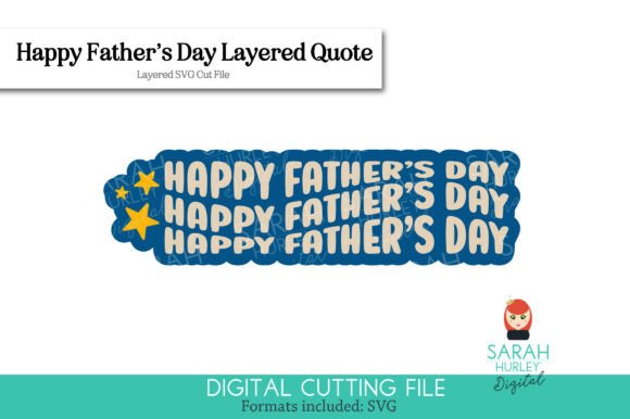 Happy Father's Day Retro Wavy Quote Graphics
