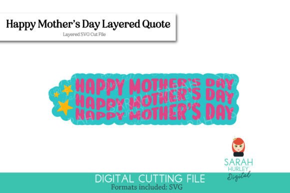 Happy Mother's Day Retro Wavy Quote Graphics