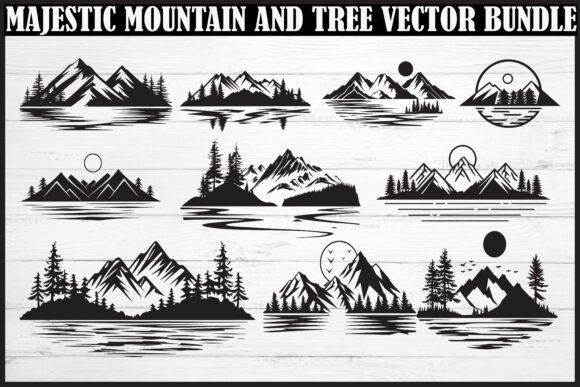 Majestic Mountain and Tree Vector Bundle