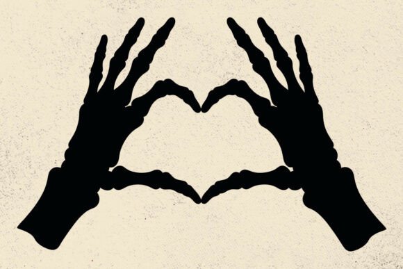 Skeleton Hand Heart Sign SVG Graphics